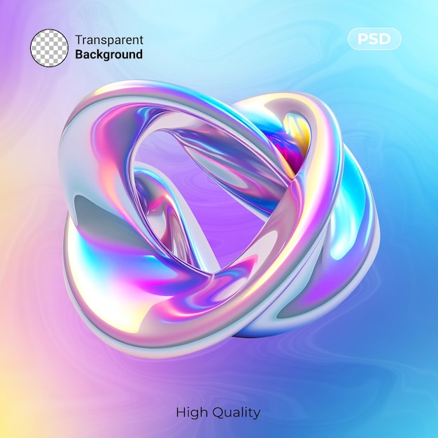Forma de color holográfica metálica abstracta fluida 3D PSD