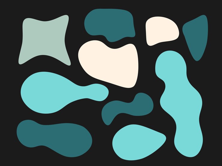 PSD forma colorida formas abstratas fluidas desenhadas à mão formas orgânicas ilustração doodle sem costura