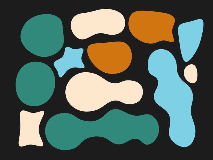 PSD forma colorida formas abstratas fluidas desenhadas à mão formas orgânicas ilustração doodle sem costura