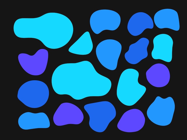 PSD forma colorida formas abstratas fluidas desenhadas à mão formas orgânicas ilustração doodle sem costura