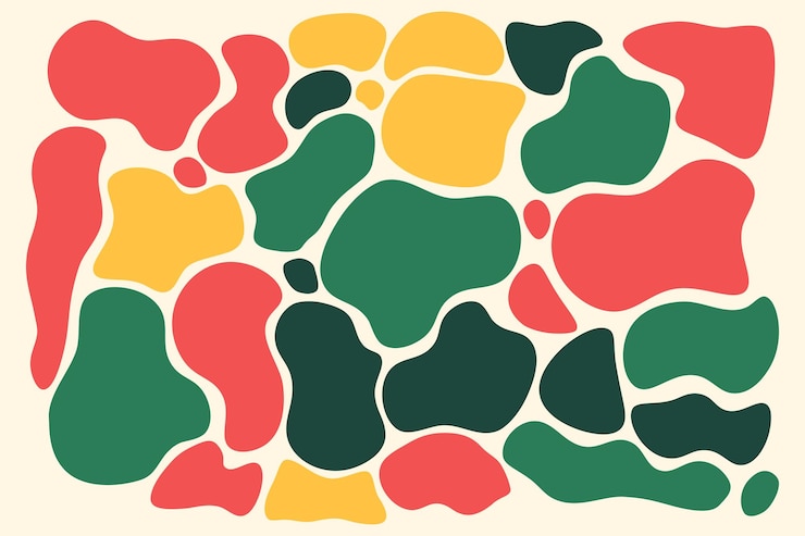 PSD forma colorida retro formas abstractas fluidas dibujadas a mano formas orgánicas ilustraciones garabateadas sin costuras