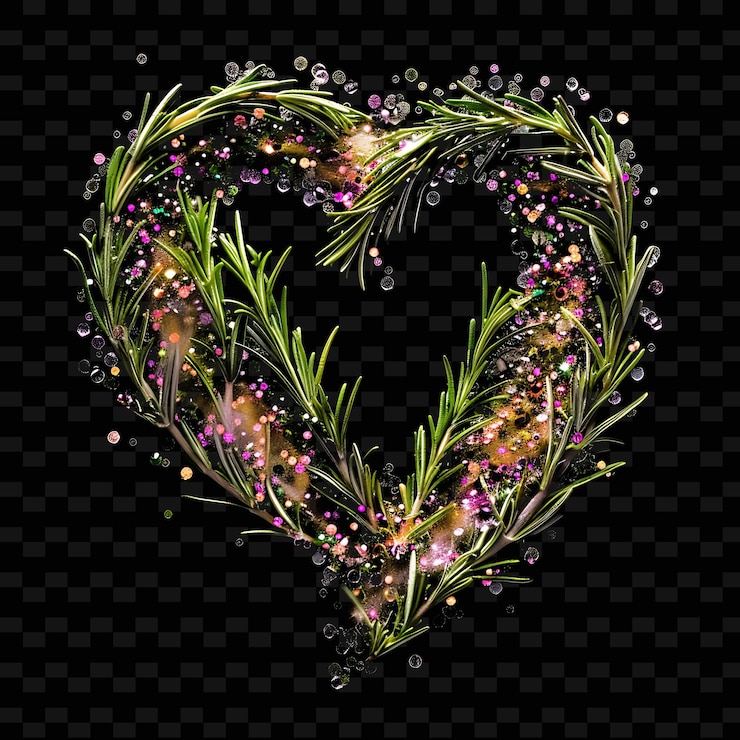 PSD una forma de corazón hecha de flores y un corazón con un marco hecho de flores