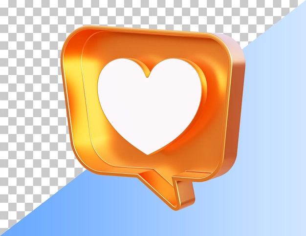 PSD forma de corazón con el icono 3d de la burbuja de chat