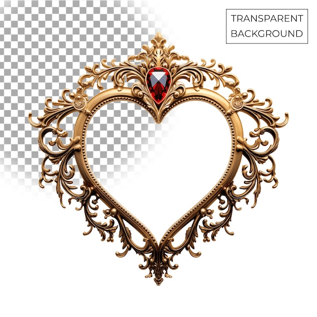 Forma de corazón marco de lujo fondo transparente psd gratuito
