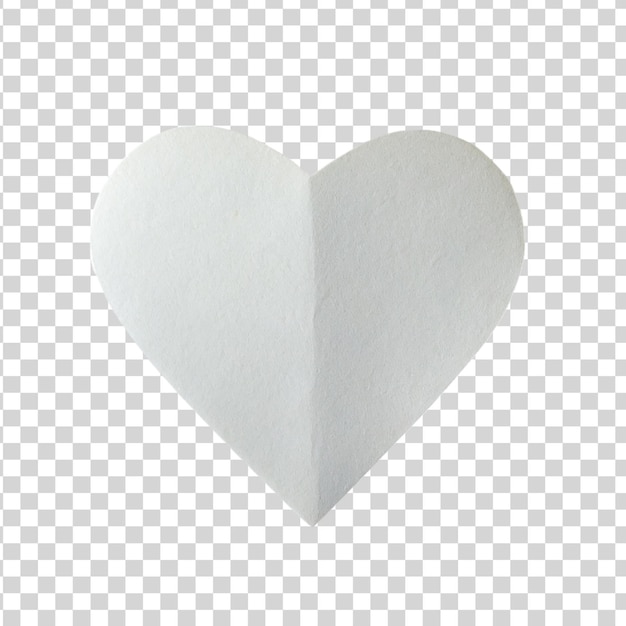 PSD forma de corazón de papel blanco aislada sobre un fondo transparente