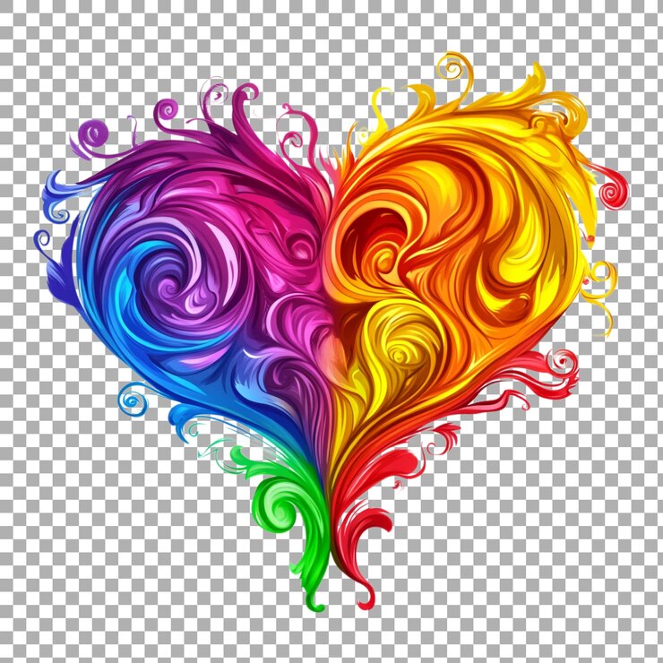 PSD forma de corazón png usando gráficos de dibujos animados contra un fondo transparente