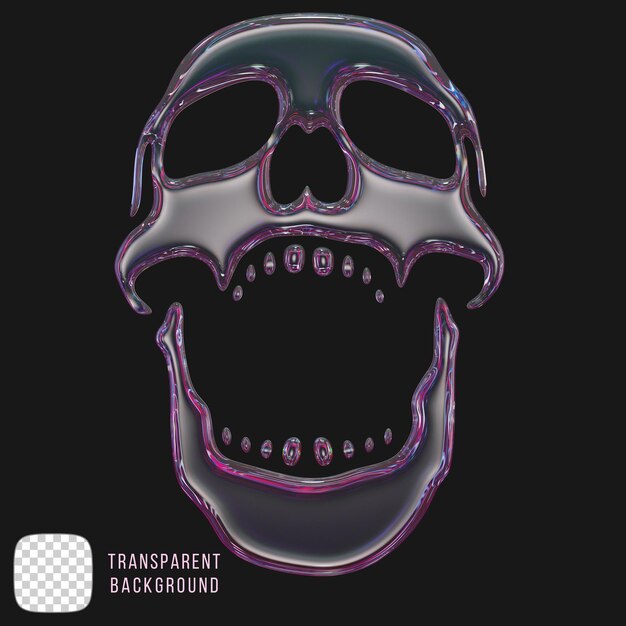 Forma del cráneo en vidrio de dispersión renderizado en 3D