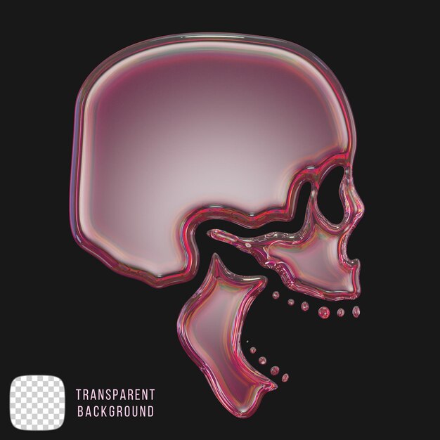 Forma del cráneo en vidrio de dispersión renderizado en 3D