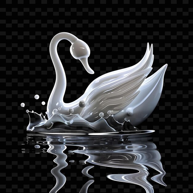 Forma de cisne em creme fluido líquido branco opaco com pérolas colecções de arte de formas abstratas de animais