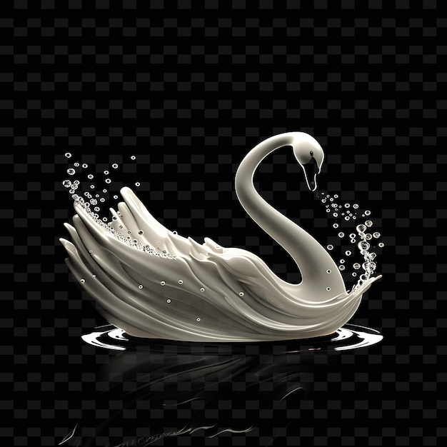 PSD forma de cisne em creme fluido líquido branco opaco com pérolas colecções de arte de formas abstratas de animais