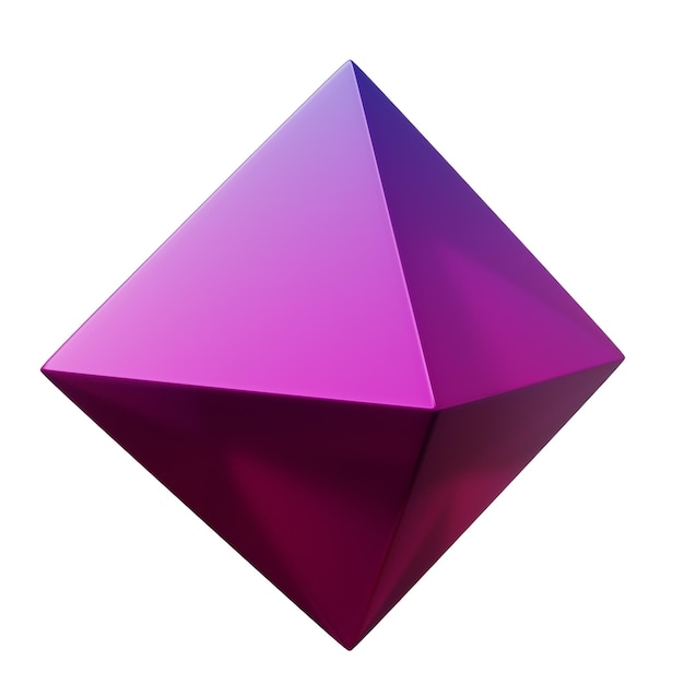 PSD forma de geometria 3d octaedro gradiente roxo metálico cor design de elemento de renderização realista