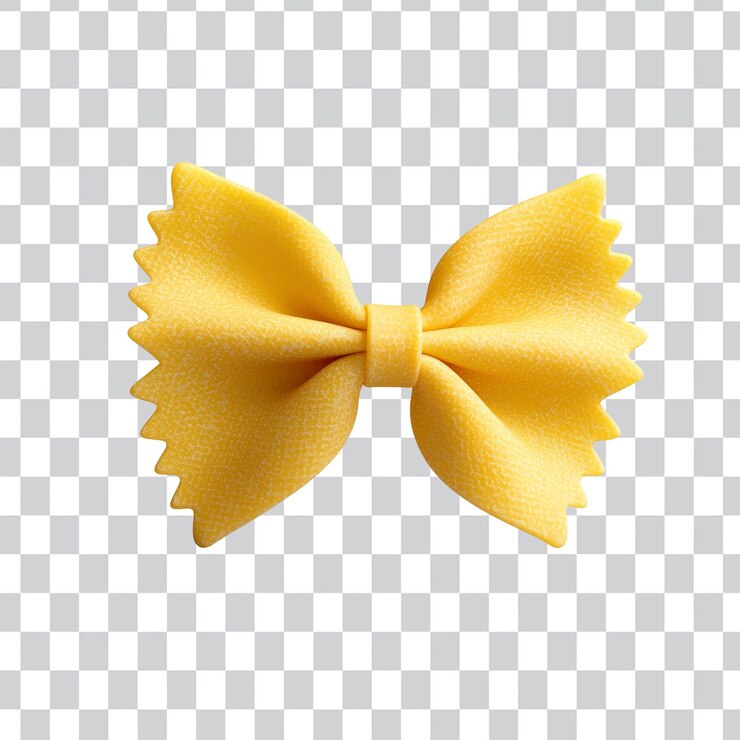 PSD forma de pasta farfalle amarela isolada em fundo preto