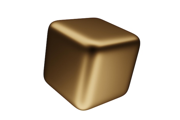 Forma de renderização 3d geométrica abstrata de brilho dourado
