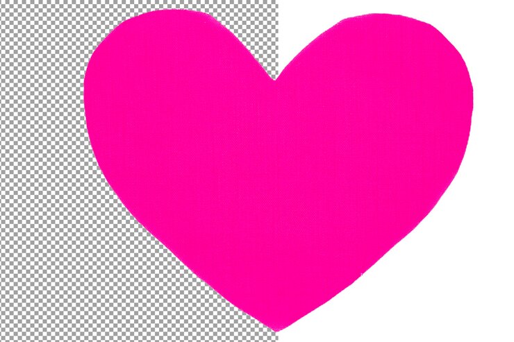 PSD forma di cuore in tessuto a consistenza rosa isolamento su sfondo trasparente