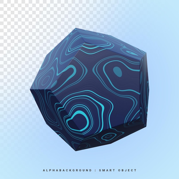 PSD forma de dodecaedro con textura ilustración 3d