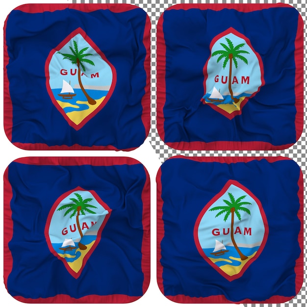 Forma De Escudero De Bandera De Guam Aislada Diferentes Estilos De Ondulación Textura De Protuberancia Representación 3D