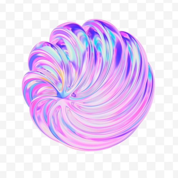 Forma de esfera torcida holográfica 3d sobre fondo aislado Ilustración de representación 3d