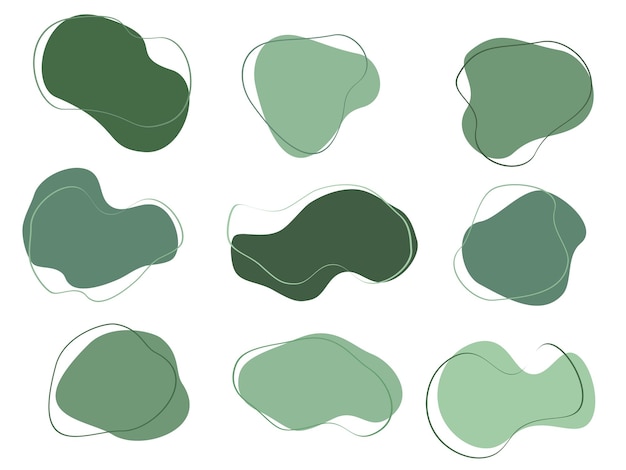 Forma formas abstratas coloridas com contorno fluido desenhado à mão formas orgânicas ilustração doodle