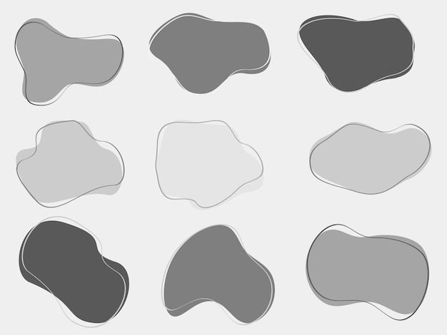 Forma forme astratte colorate con contorni fluidi disegnate a mano forme organiche illustrazione scarabocchiata