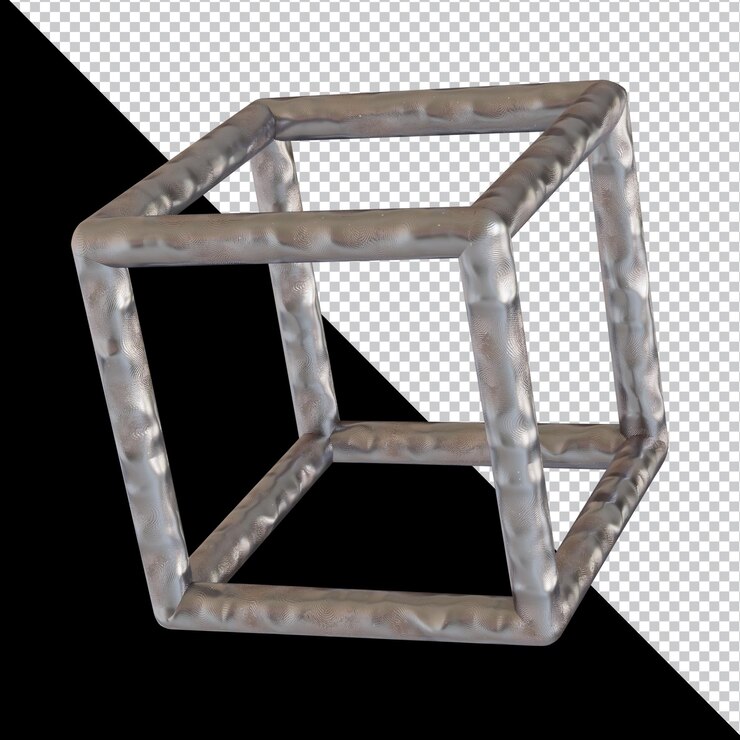 PSD forma geométrica abstracta diseño de material de arcilla de metal futurista representación 3d