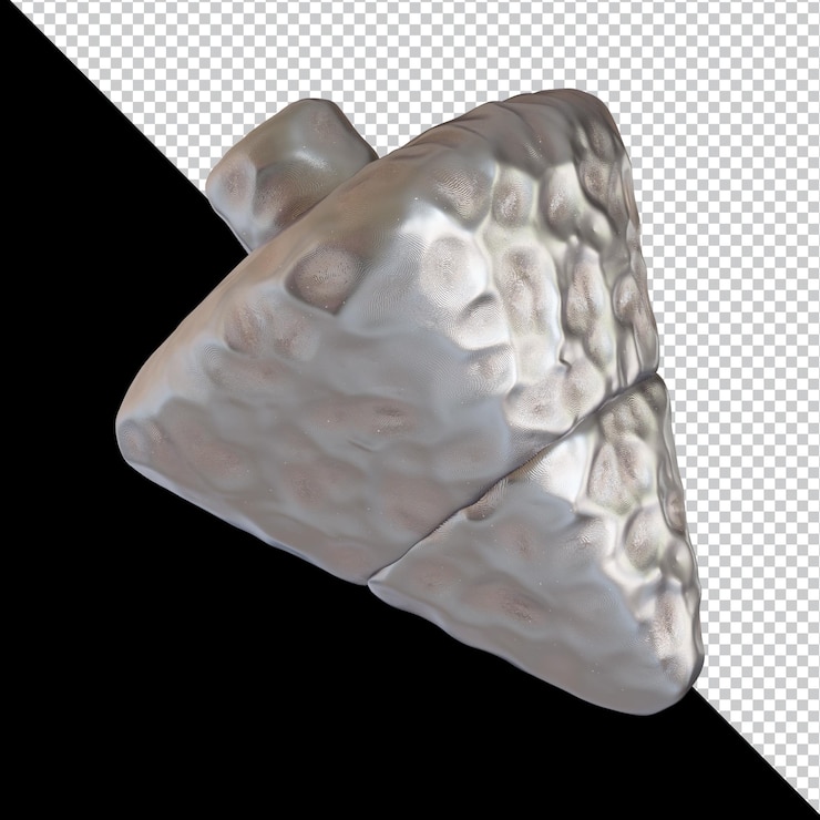 PSD forma geométrica abstracta diseño de material de arcilla de metal futurista representación 3d
