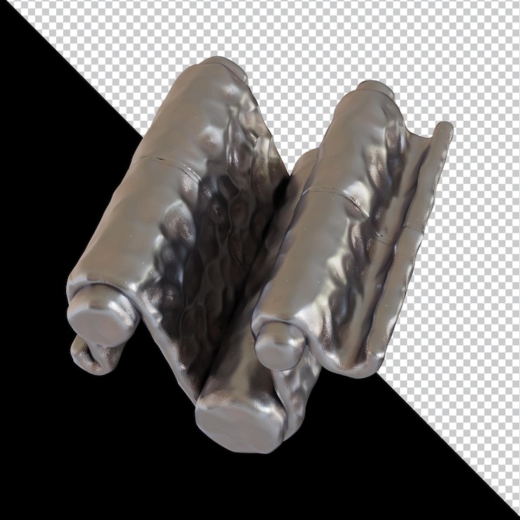PSD forma geométrica abstracta diseño de material de arcilla de metal futurista representación 3d
