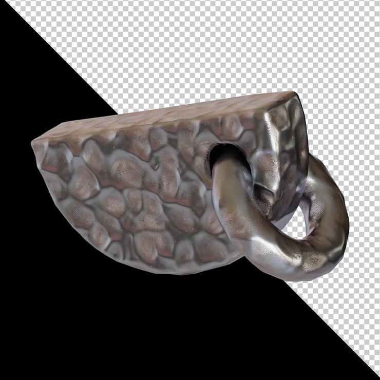 PSD forma geométrica abstracta diseño de material de arcilla de metal futurista representación 3d