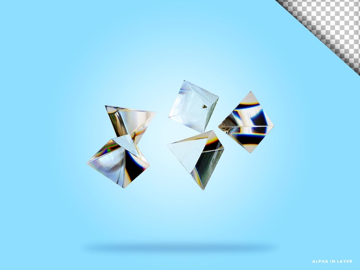 PSD forma geométrica abstracta diseño de material de vidrio de dispersión futurista representación 3d