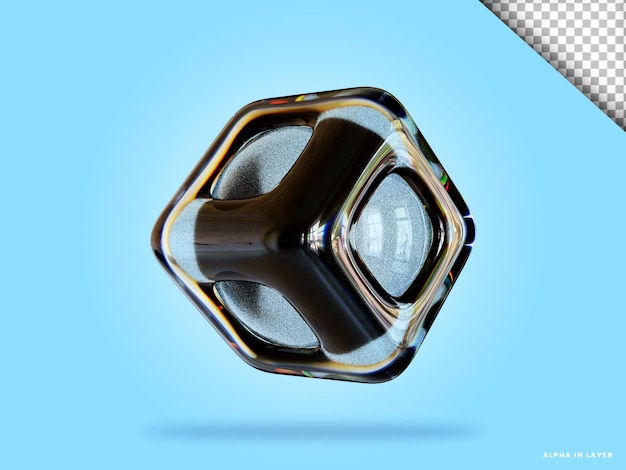 Forma geométrica abstracta diseño de material de vidrio de dispersión futurista representación 3d