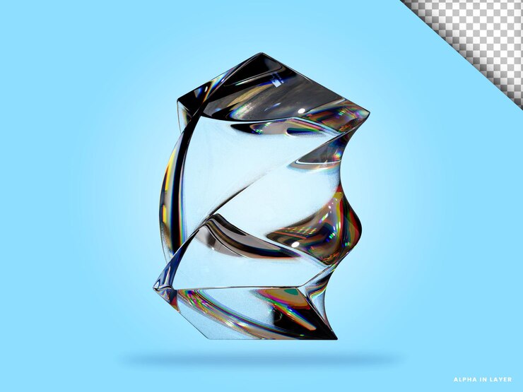 PSD forma geométrica abstracta diseño de material de vidrio de dispersión futurista representación 3d