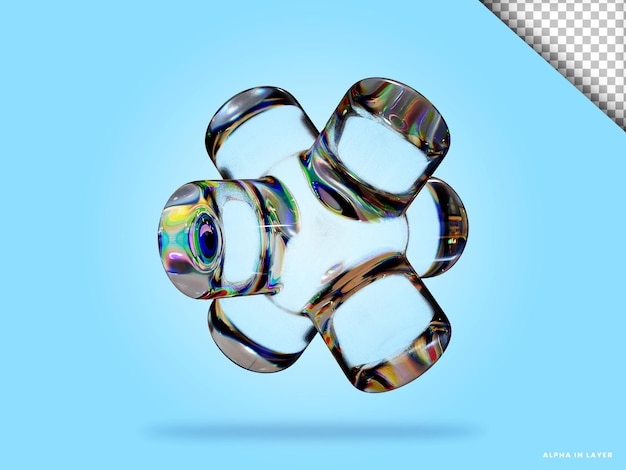 Forma geométrica abstracta diseño de material de vidrio de dispersión futurista representación 3d