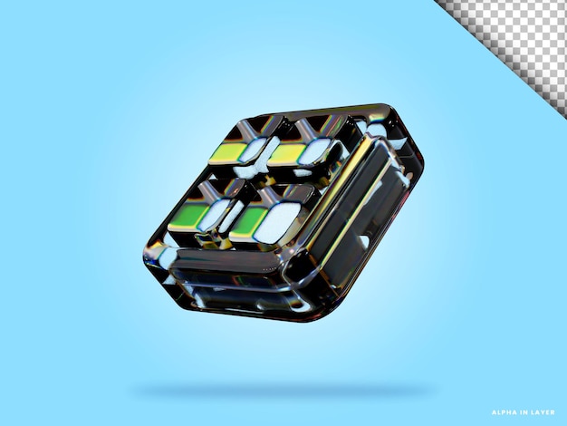 Forma geométrica abstracta diseño de material de vidrio de dispersión futurista representación 3d
