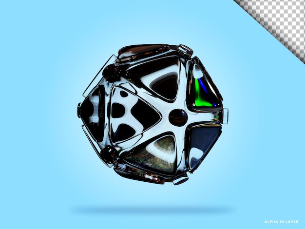 Forma geométrica abstracta diseño de material de vidrio de dispersión futurista representación 3d