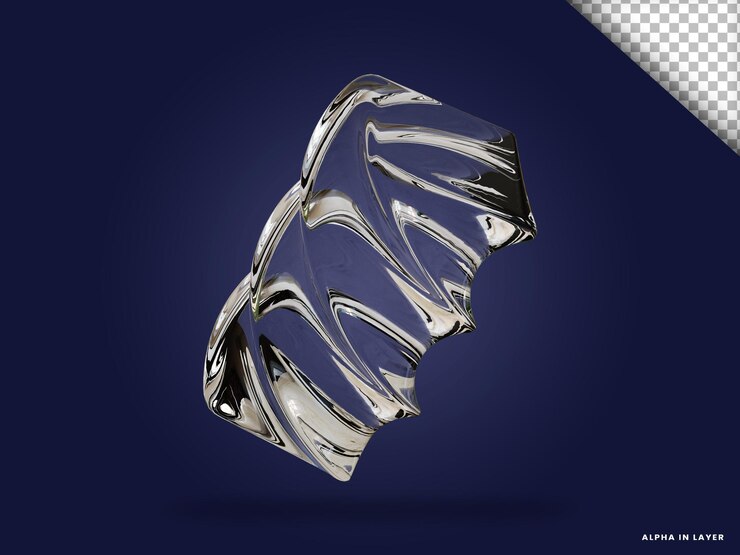 PSD forma geométrica abstracta de vidrio transparente forma renderizada en 3d moderna