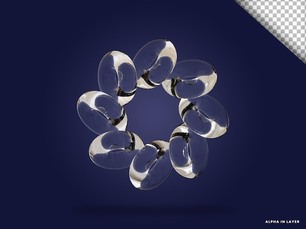 Forma geométrica abstracta de vidrio transparente Forma renderizada en 3D moderna