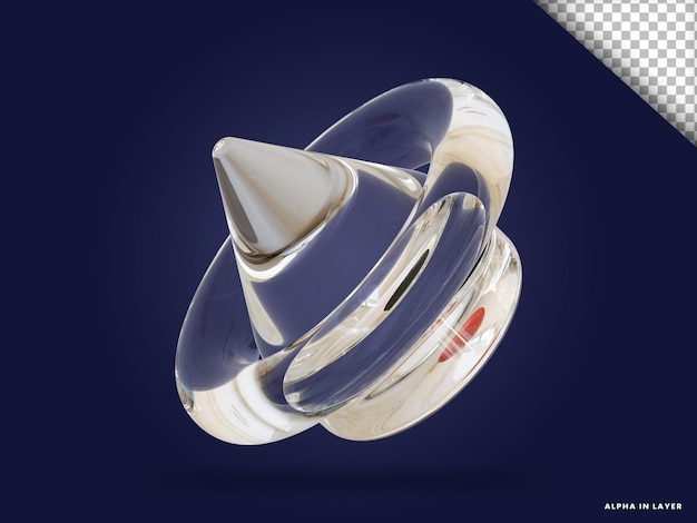 Forma geométrica abstracta de vidrio transparente Forma renderizada en 3D moderna