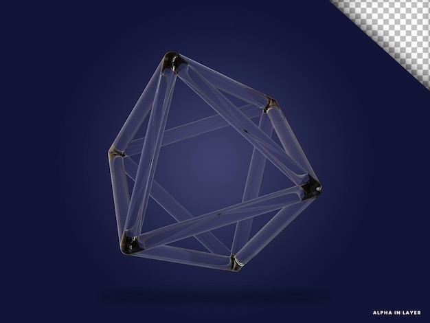 Forma geométrica abstracta de vidrio transparente Forma renderizada en 3D moderna