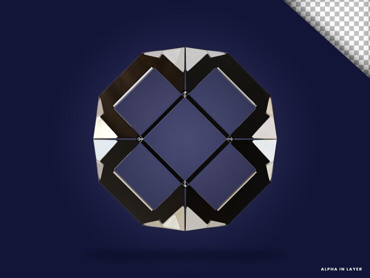 PSD forma geométrica abstracta de vidrio transparente forma renderizada en 3d moderna