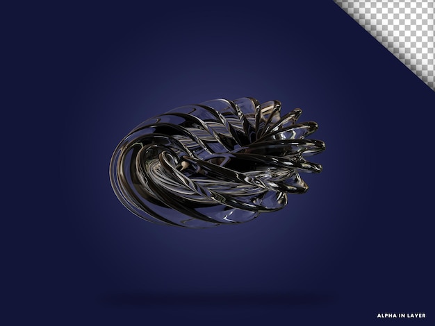Forma geométrica abstracta de vidrio transparente Forma renderizada en 3D moderna