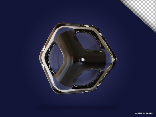 Forma geométrica abstracta de vidrio transparente Forma renderizada en 3D moderna