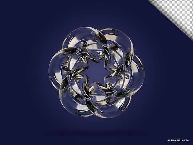 Forma geométrica abstracta de vidrio transparente Forma renderizada en 3D moderna
