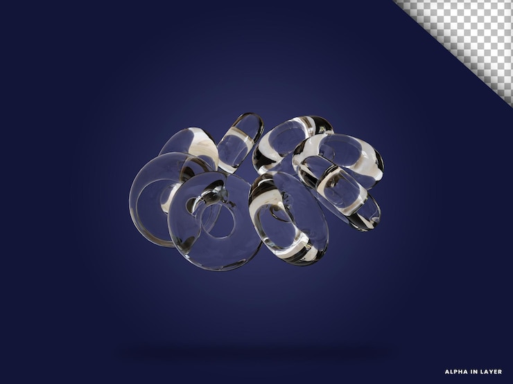 PSD forma geométrica abstracta de vidrio transparente forma renderizada en 3d moderna