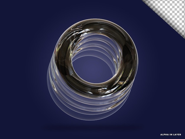 Forma geométrica abstracta de vidrio transparente Forma renderizada en 3D moderna