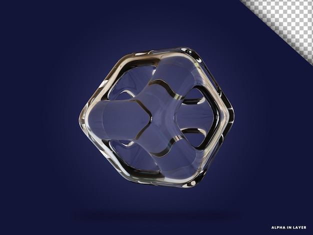 Forma geométrica abstracta de vidrio transparente Forma renderizada en 3D moderna