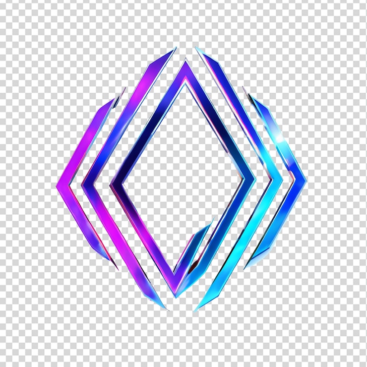 PSD forma geométrica abstrata azul e roxa em ilustração de fundo transparente
