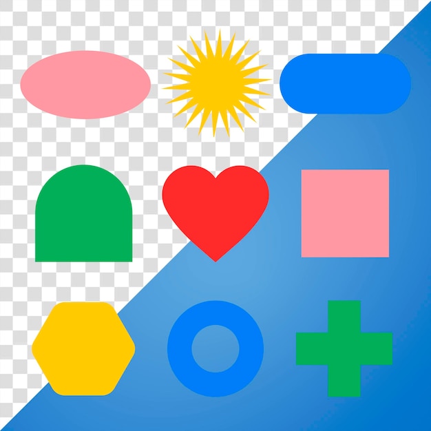 Forma geometrica adesivo png set di clip flat colorati