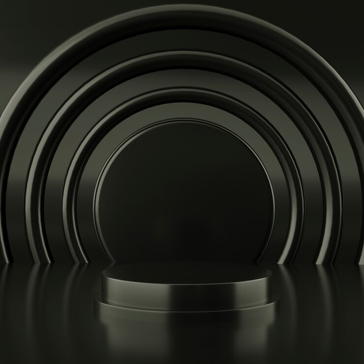 forma geométrica de color negro abstracto, minimalista moderno para visualización o exhibición de podio, representación 3d