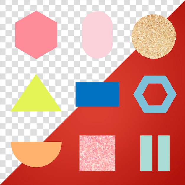 Forma geometrica luccicante adesivo png set luccicante pastello colorato