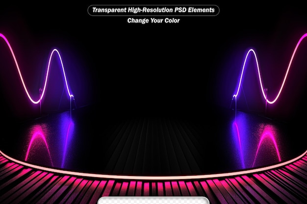 PSD forma geométrica luminosa colorida sobre um fundo preto