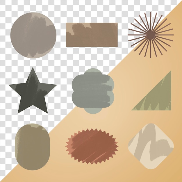 Forma geométrica pegatina png tono de tierra color juego de clipart plano